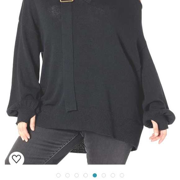 Lucys Whims The Drop V neck Buckle Slouchy Knit with Thumb holes & Cut Outs 3X - Picture 2 of 8